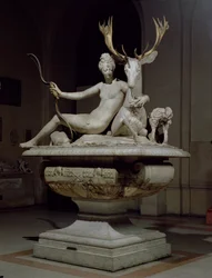 Diana auf einem Hirsch reitend